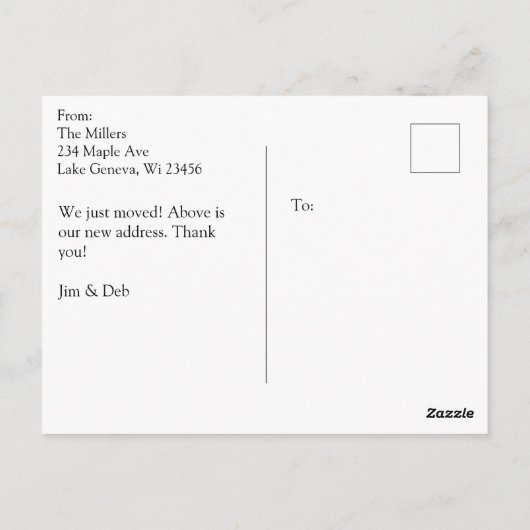 Wir bewegten uns | Neue Zuhause | Neue Adresse Postkarte (Rückseite)