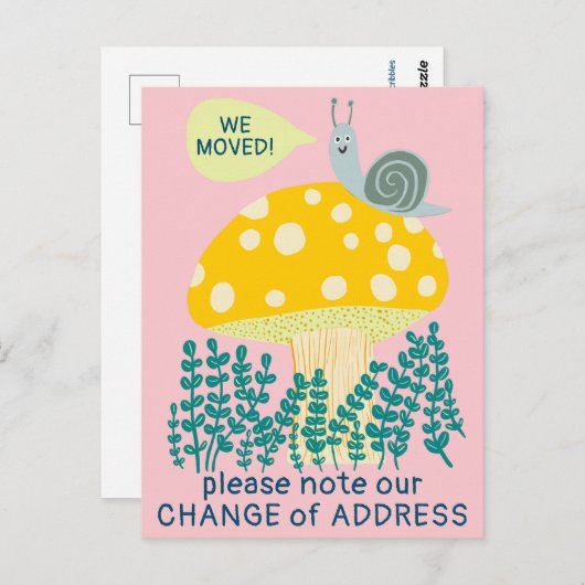 WIR BEWEGTEN Whimsical Snail Magical Mushroom NEU Postkarte (Vorne/Hinten)