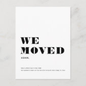 WIR BEWEGTEN WIEDER EINFACH, modern und Minimalist Ankündigungspostkarte (Vorderseite)