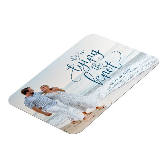 Wir binden das Foto der Hochzeit, das Datum zu spe Magnet (Linke Seite)