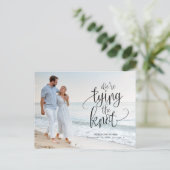 Wir binden das Foto der Hochzeit, das Datum zu spe Postkarte (Stehend Vorderseite)