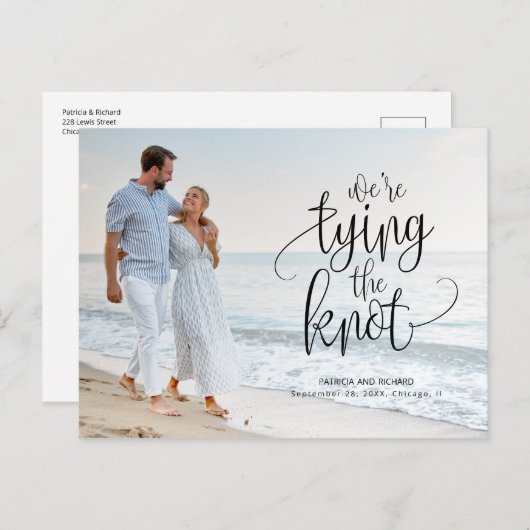 Wir binden das Foto der Hochzeit, das Datum zu spe Postkarte (Vorne/Hinten)