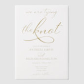 Wir binden das Knot-Gold-Skript-Hochzeit Pergament Einladungen (Vorderseite)