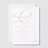 Wir binden das Knot-Gold-Skript-Hochzeit Pergament Einladungen (Versetzt)