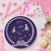 Wir binden das knot-nautikfarbene Anime-Papier Pappteller (Party)