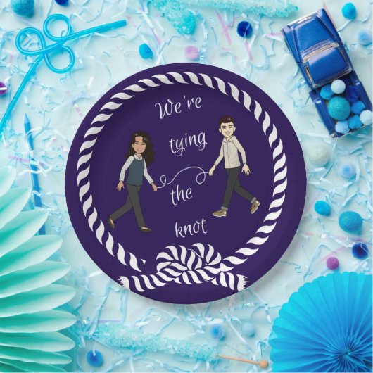 Wir binden das knot-nautikfarbene Anime-Papier Pappteller (Party)