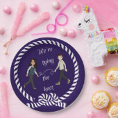 Wir binden das knot-nautikfarbene Anime-Papier Pappteller (Party)