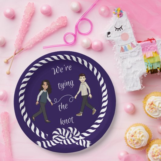 Wir binden das knot-nautikfarbene Anime-Papier Pappteller (Party)