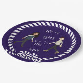 Wir binden das knot-nautikfarbene Anime-Papier Pappteller (Schrägansicht)