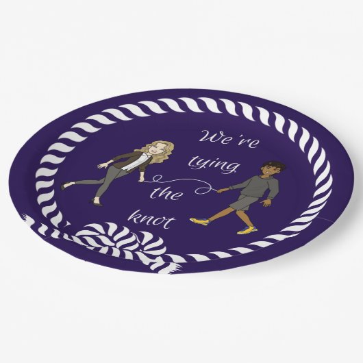 Wir binden das knot-nautikfarbene Anime Pappteller (Schrägansicht)