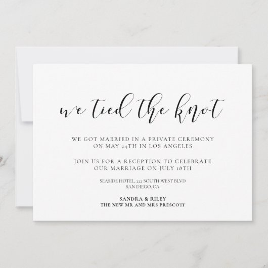 Wir binden den Knoten Elegant Design Ankündigung (Vorderseite)