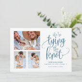 Wir binden den Knoten Save the Date einfache 3 Fot Einladung (Stehend Vorderseite)