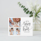 Wir binden den Knoten Save the Date einfache 3 Fot Postkarte (Stehend Vorderseite)