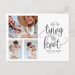 Wir binden den Knoten Save the Date einfache 3 Fot Postkarte