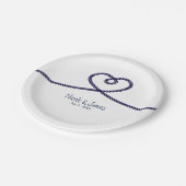 Wir binden den Strand des nautischen Herzens Weddi Pappteller (Schrägansicht)