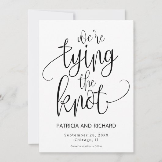 Wir binden die Knochen Save the Date, ohne Foto Einladung (Vorderseite)