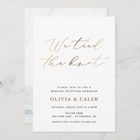 Wir binden die KNOE Elopement-Feier an die Einladu Einladung (Vorne/Hinten)