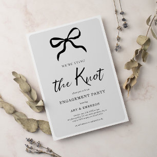 Wir binden die Knot Black Bow Engagement Party Einladung