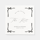 Wir binden die Knot Black Bow Engagement Party Serviette (Vorderseite)