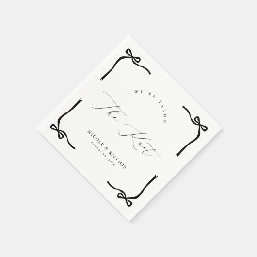 Wir binden die Knot Black Bow Engagement Party Serviette (Ecke)