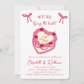 Wir binden die Knot Coquette Cherry-Hochzeit Einladung (Vorderseite)