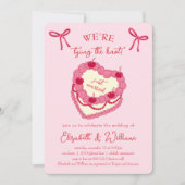 Wir binden die Knot Coquette Cherry-Hochzeit Einladung (Vorderseite)