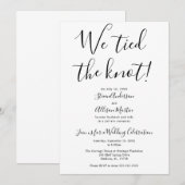 Wir binden die Knot Wedding Reception Einladung (Vorne/Hinten)