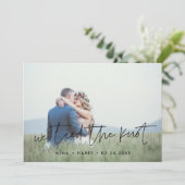 Wir binden die Knoten Moderne Foto-Karte Ankündigung (Stehend Vorderseite)