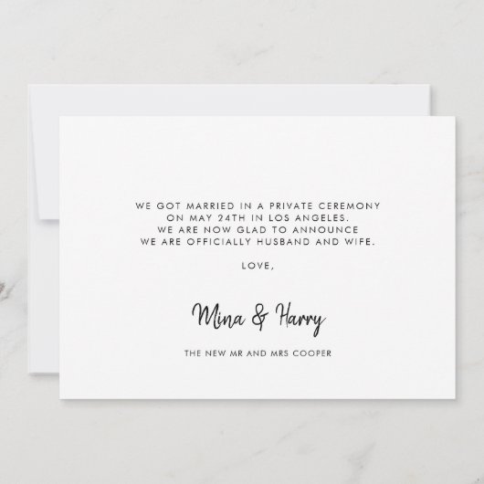 Wir binden die Niedliche Skript-Hochzeitsfotokarte Ankündigung (Rückseite)