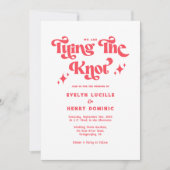 Wir binden die Rot-Weiß-Hochzeit Einladung (Vorderseite)