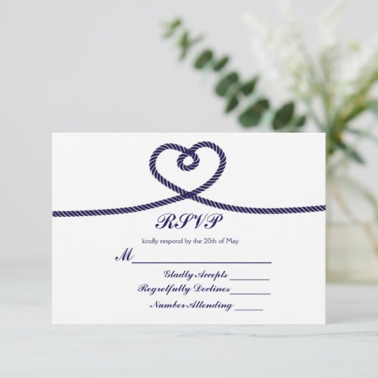 Wir binden die RSVP-Karte des Knot Nautical Rope H RSVP Karte (Stehend Vorderseite)