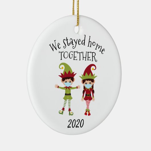 Wir Bleibe Zuhause Together Christmas Elf 2020 Keramik Ornament (Rechts)