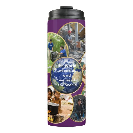 Wir brauchen die Welt Thermosbecher (Vorderseite)