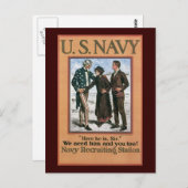 Wir brauchen euch den 2. Weltkrieg Postkarte (Vorne/Hinten)