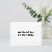 Wir brauchen Sie auf unserer Seite! Postkarte (Stehend Vorderseite)