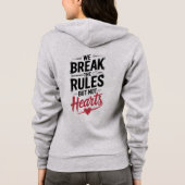 "Wir brechen Regeln, nicht Herz - kühne Typografie Hoodie (Rückseite)