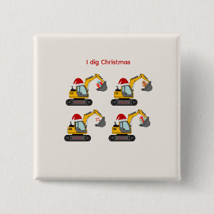Wir buddeln Weihnachten - Santas Bagger Magnet Button