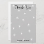 Wir danken Ihnen, Blassgrau mit weißen Sternen. Briefpapier (Vorne/Hinten)