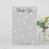Wir danken Ihnen, Blassgrau mit weißen Sternen. Briefpapier (Stehend Vorderseite)