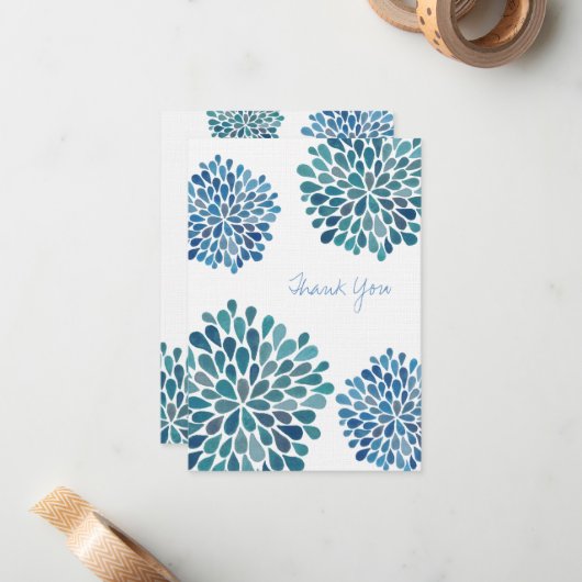 Wir danken Ihnen, dass Sie Blue Blooms Blume Cards Mitteilungskarte (Vorderseite/Rückseite Beispiel)