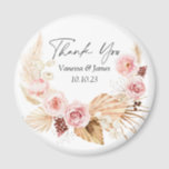 Wir danken Ihnen für Boho Blumengras Magnet<br><div class="desc">Blush PInk Wasserfarbe Boho Floral Pampas Gastgeschenk Hochzeit Magnet Grass</div>