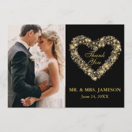 Wir danken Ihnen für die Gold Heart Foto Card Dankeskarte