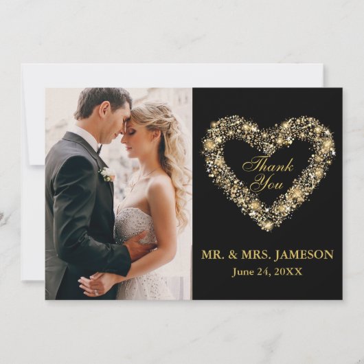 Wir danken Ihnen für die Gold Heart Foto Card Dankeskarte (Vorderseite)