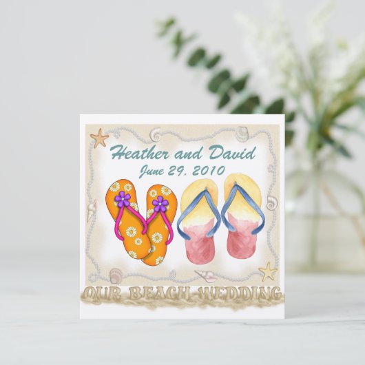 Wir danken Ihnen für die Hochzeit am Strand - SRF Dankeskarte (Stehend Vorderseite)