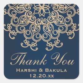 Wir danken Ihnen für Ihre Hochzeit im indischen St Quadratischer Aufkleber
