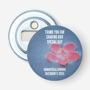 Wir danken Ihnen für Ihre Hochzeit Pink Blume Flor Flaschenöffner