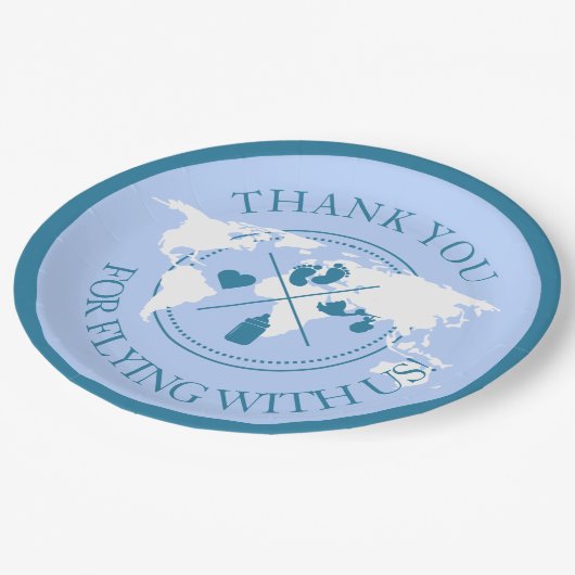 Wir danken Ihnen Travel Baby Dusche Moderne Dekora Pappteller (Schrägansicht)