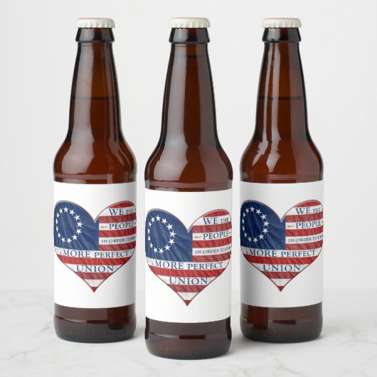 Wir, das amerikanische Flaggenherz Bierflaschenetikett (Flaschen)