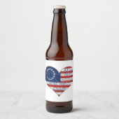 Wir, das amerikanische Flaggenherz Bierflaschenetikett (Vorderseite)