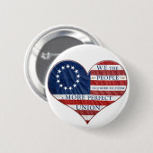 Wir, das amerikanische Flaggenherz Button (Vorne & Hinten)